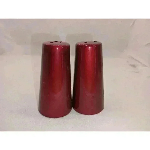 VINTAGE SALT & PEPPER SHAKER SET CHICAGO JOHN HANCOCK CENTER JAPAN BURGUNDY GOLD - Picture 3 of 9